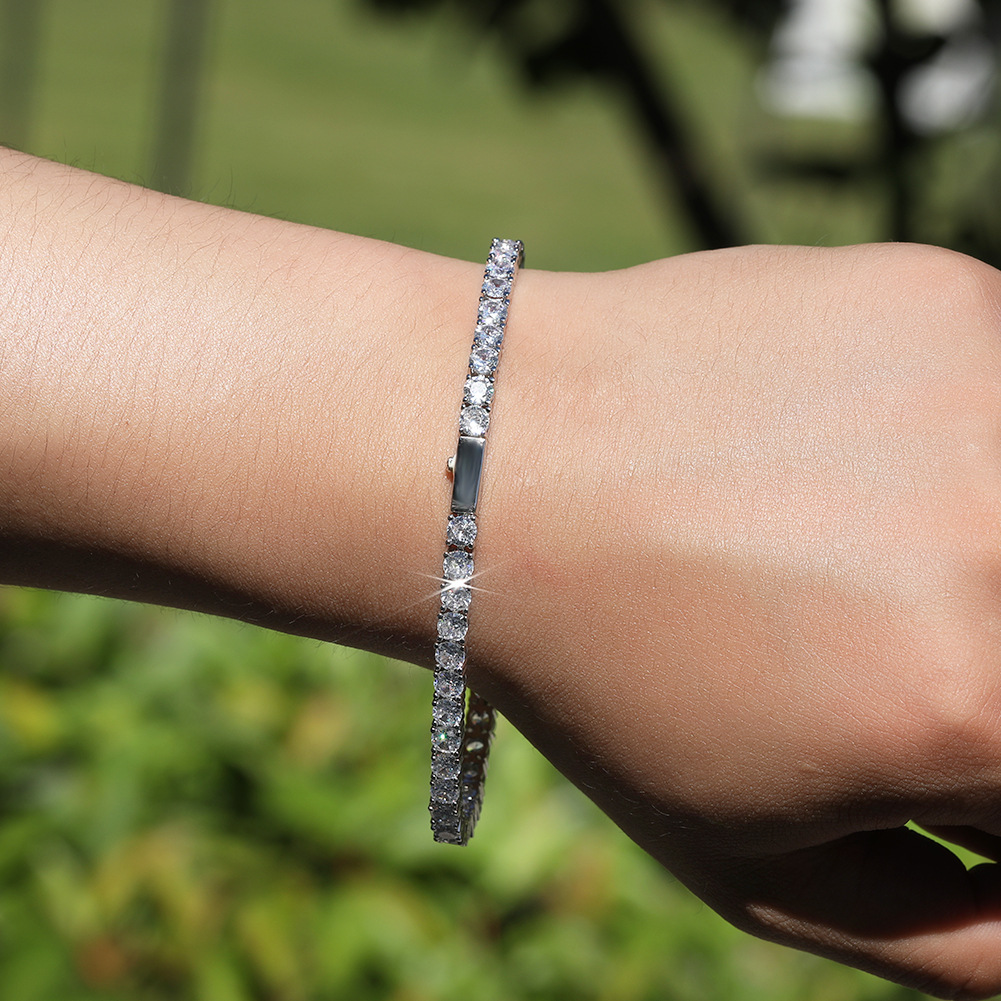 Iced Out Gold Chain Bracelet For Mens Hip Hop Damond Tennis Jewelry Single Row Rhinestone Bracelets 4mm