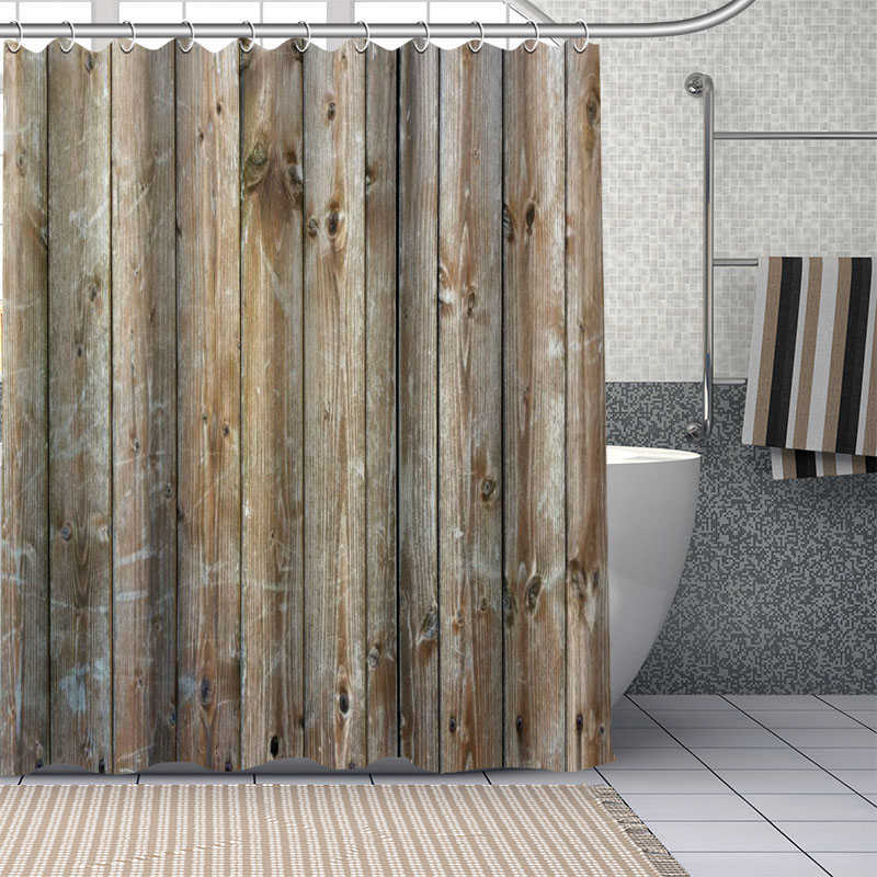 Custom old wood Shower Curtains DIY Bathroom Curtain Fabric Washable Polyester for Bathtub Art Decor Drop 210609