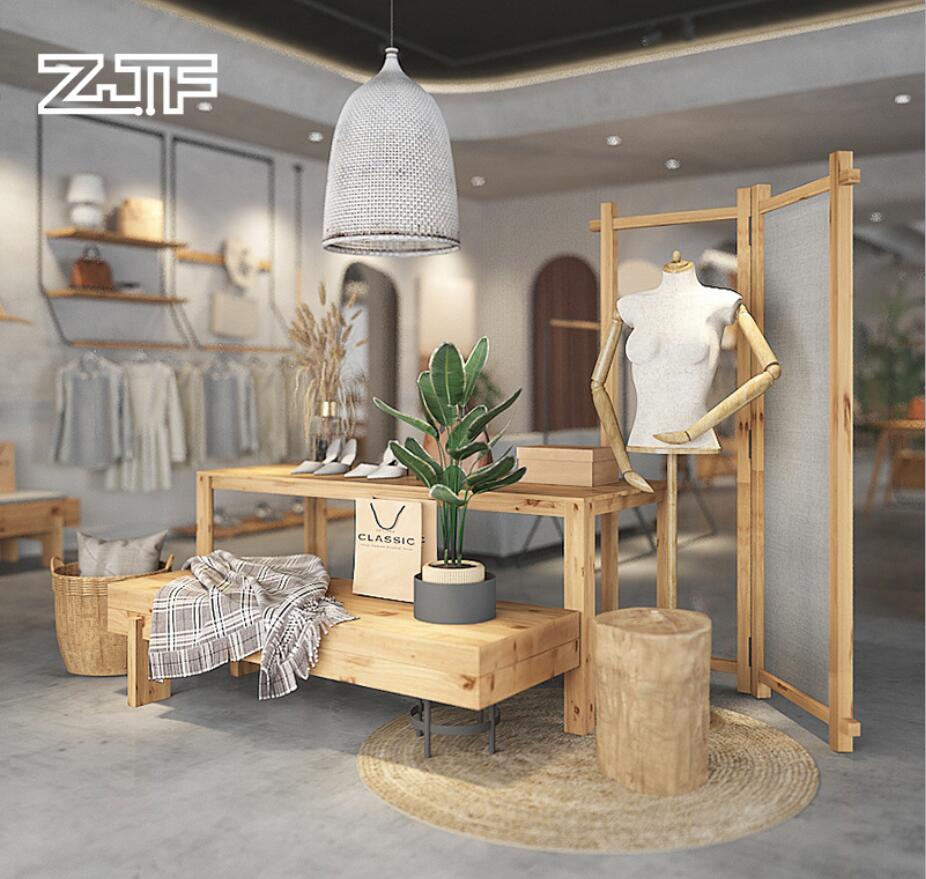 Clothing store display table Commercial Furniture water solid wood tables rectangular height displays Taichung Island D4