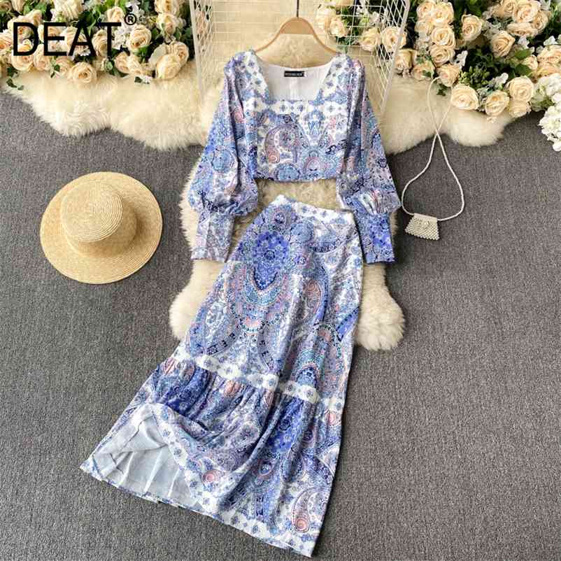 Women Skirt Printing Arrivals Square Collar Puff Sleeve Short Two Piece Set Fashion Spring Summer 11D69 210525, Blue
Women Skirt Printing Arrivals Square Collar Puff Sleeve Short Two Piece Set Fashion Spring Summer 11D69 210525, Blue