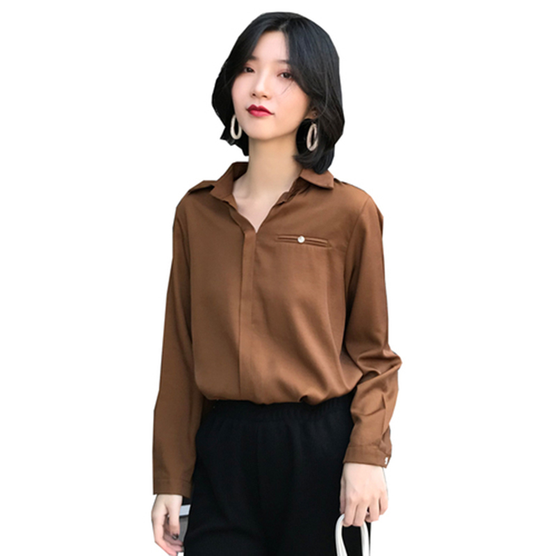 Arrival Autumn Korea Fashion Women Long Sleeve Loose Shirts Female Tops Turn-down Collar Casual White Blouse S423 210512