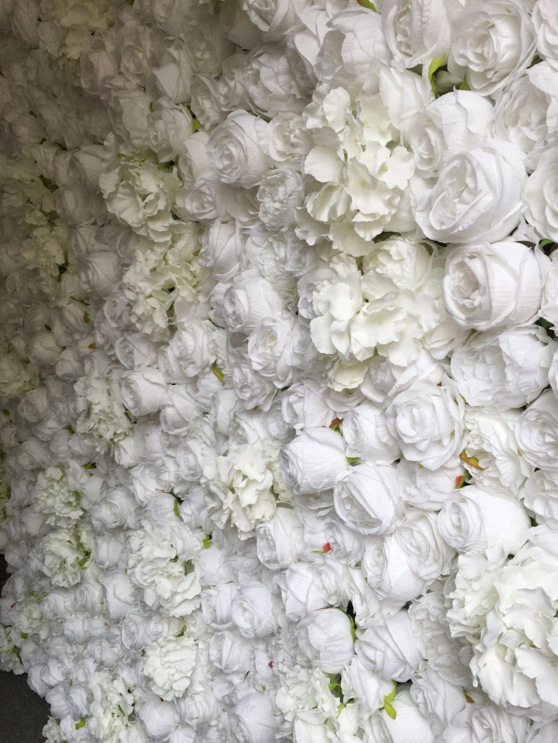 White Flower Wall Backdrop Panel For Party Decoration Artificial Rose and Penoy Floral Wall For Wedding Arrangements Photography 40*60CM
