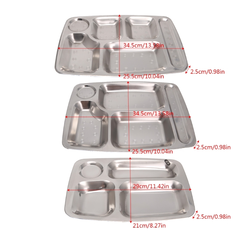 Rvs Children Righteous Dinner Plates Distributed Dinner Tray Lunch Container Food Plate For School canteen 3/4/5 Section