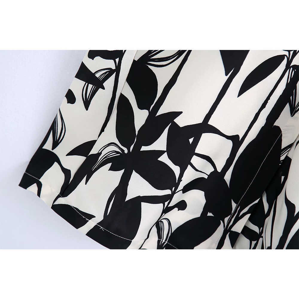 Women Printed Loose Dress Long Sleeves elegant Casual Fashion Chic Lady Woman Summer Midi Dress 210709