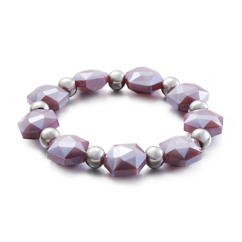 Bangle Fashion Beads Bracelets Stainless Steel Glass Beaded Jewelry For Women