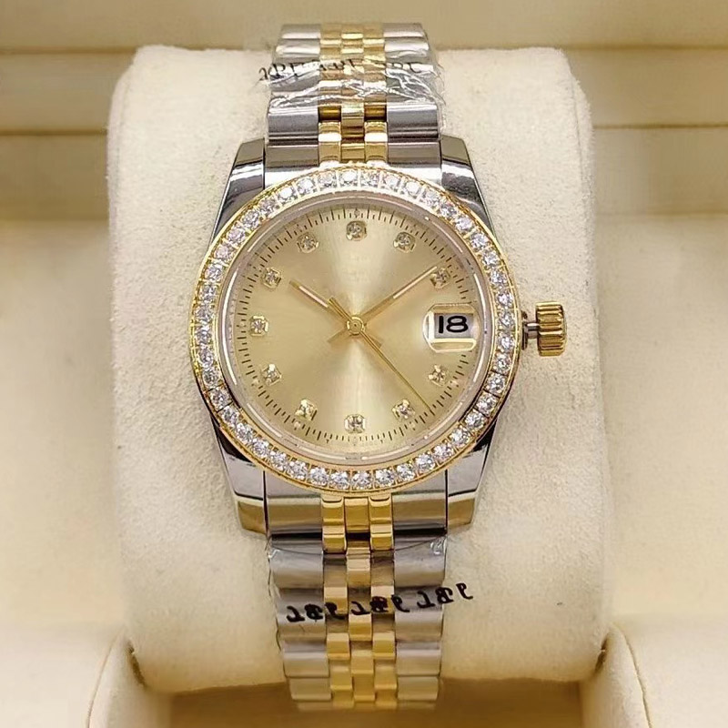 31mm High quality fashion women's Diamond Watch Ladies automatic mechanical watches womens stainless steel buckle sport waterproof business wristwatch, Bronze
31mm High quality fashion women's Diamond Watch Ladies automatic mechanical watches womens stainless steel buckle sport waterproof business wristwatch, Bronze