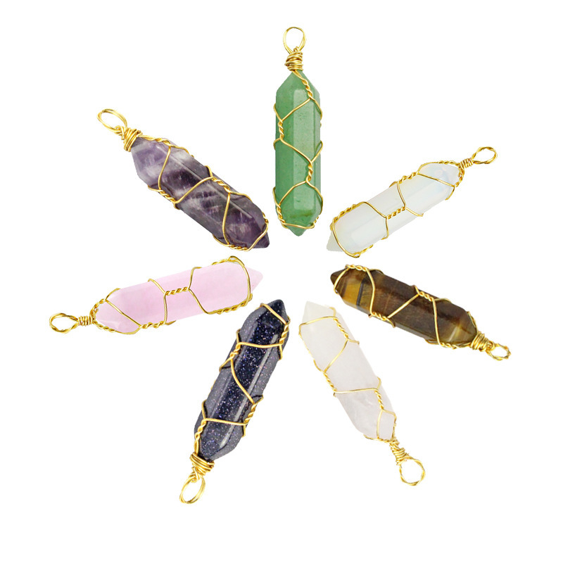 Natural Stone Bullet Amethyst Turquoise Crystal Quartz Hexagonal Pendant for Handmade Jewelry
Natural Stone Bullet Amethyst Turquoise Crystal Quartz Hexagonal Pendant for Handmade Jewelry
