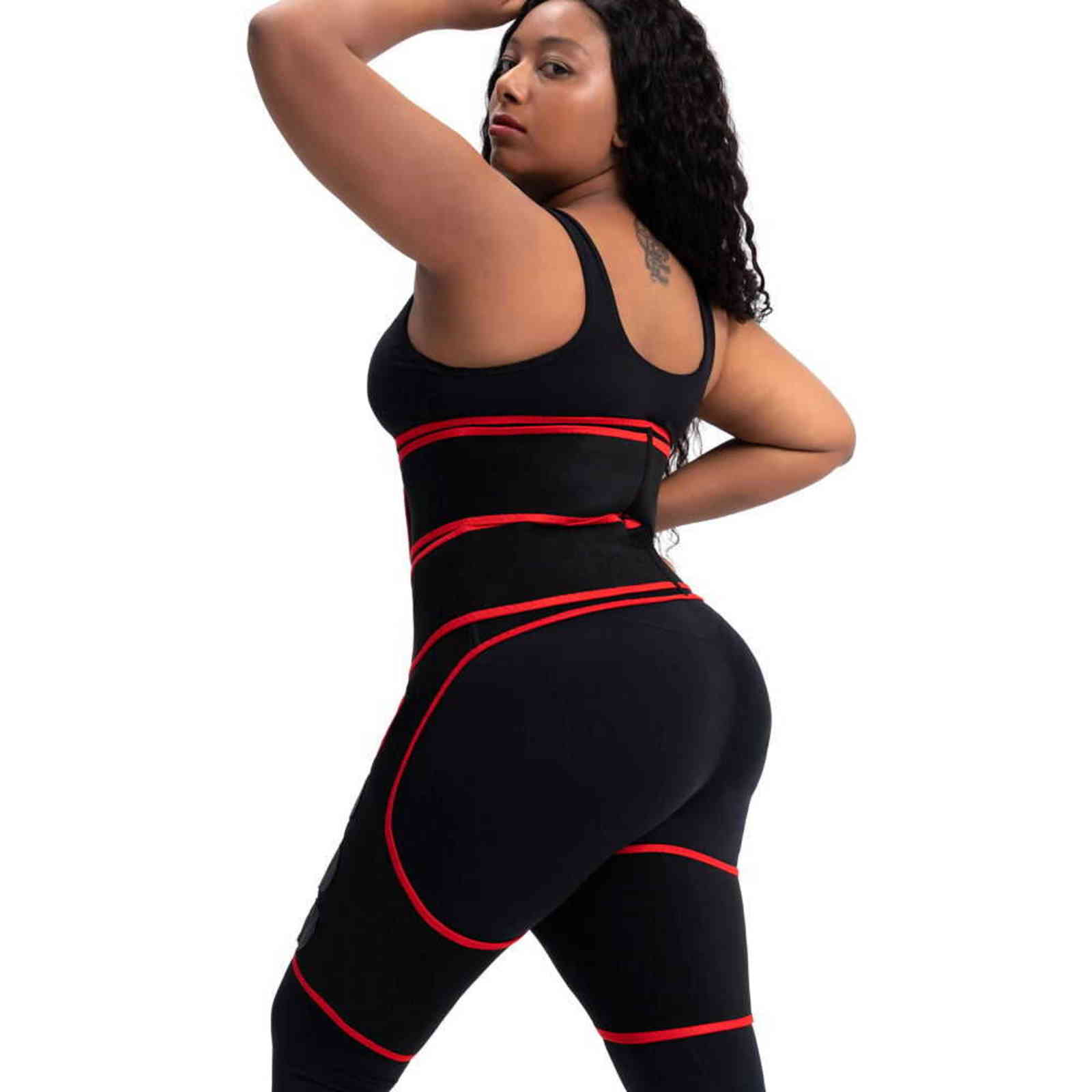 CXZD 3 in 1 Neoprene Belly Belt Thigh Trimmer Leg Shapers Body Shape Waist Trainer Butt Lifter Shapewear Women Weight Loss 211112