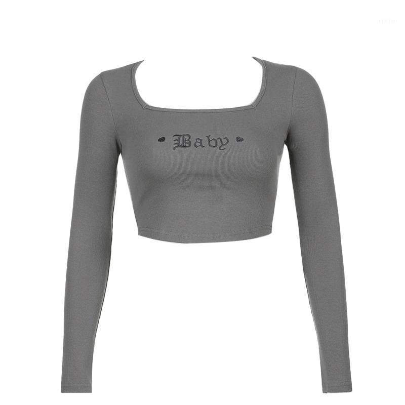 Women Spring T-shirt Sexy Square Neck Tops Long Sleeve Letters Embroidered Cropped Top Slim Fit Workout Yoga Running Sportswear Outfit, Grey
Women Spring T-shirt Sexy Square Neck Tops Long Sleeve Letters Embroidered Cropped Top Slim Fit Workout Yoga Running Sportswear Outfit, Grey