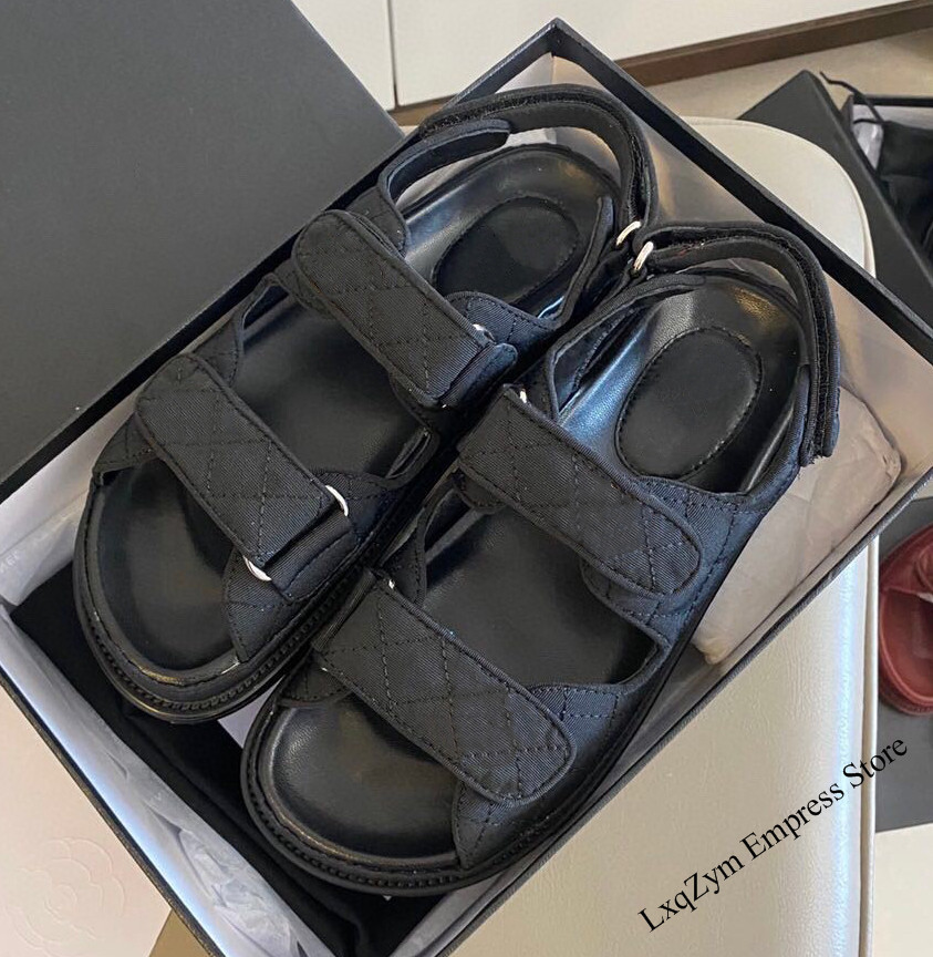 Sandals Designer Velcro Women Luxury Brand Quilted Leather Summer Ladies Flat Dad Shoes Za 1RSL