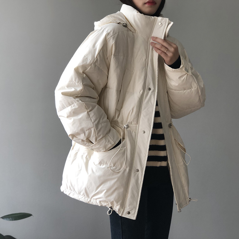 COZOK Hooded Down Jacket for Women Winter Korean Stand Collar Loose Thickened Bread Jacket H8990 210521