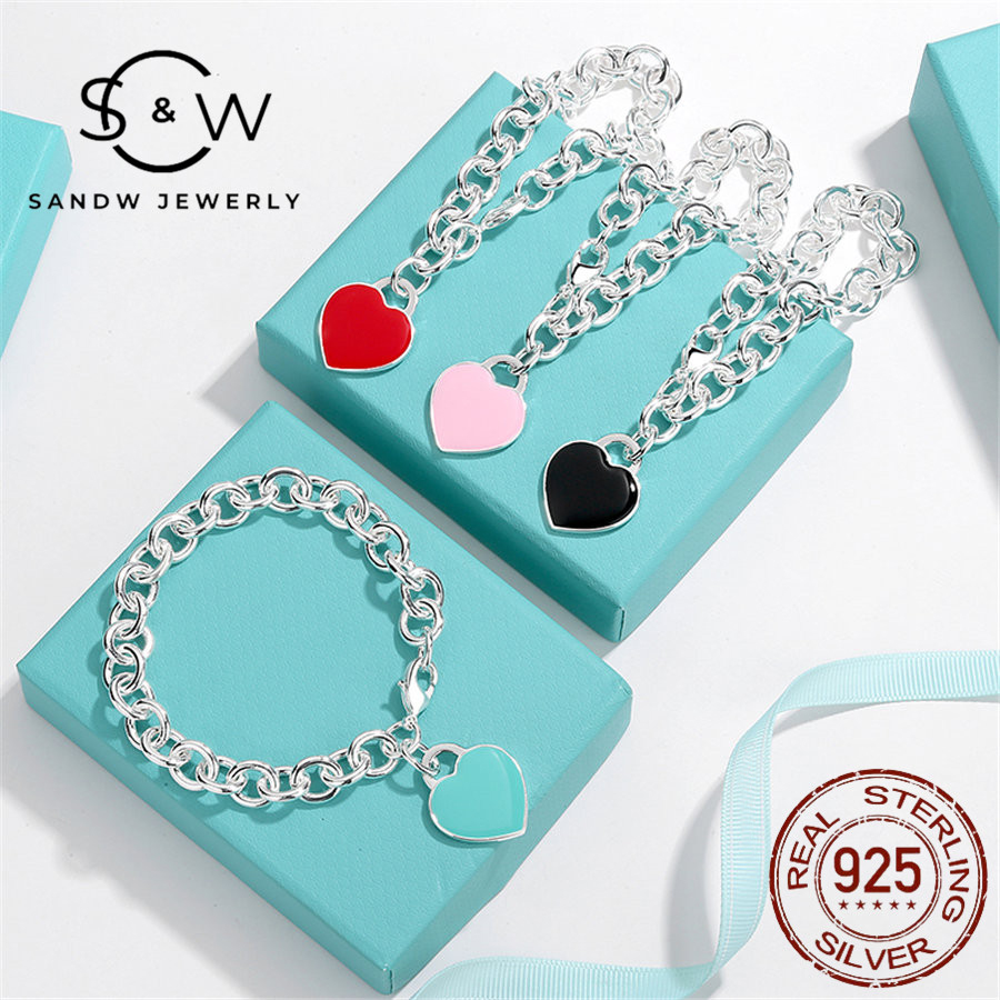 SANDW Luxury Jewelry S925 Sterling Silver Ladies Enamel Heart Bracelet Original Classic Fashion Valentine's Day Holiday Gift High Quality, Golden;silver
SANDW Luxury Jewelry S925 Sterling Silver Ladies Enamel Heart Bracelet Original Classic Fashion Valentine's Day Holiday Gift High Quality, Golden;silver