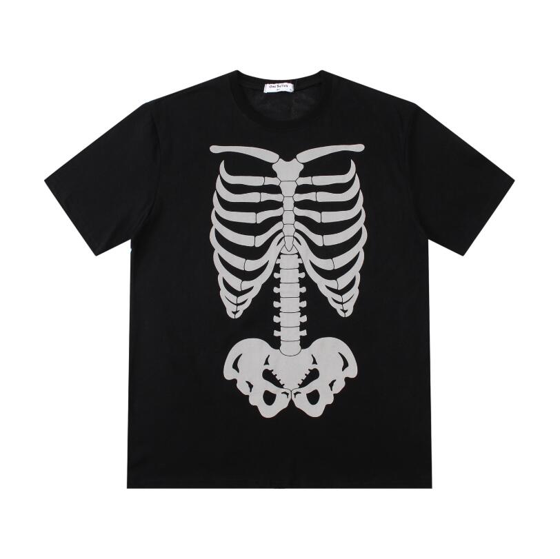 Europe and America High street Reflective spine skull skeleton print T-shirt Men Summer Short Sleeve Cotton Tshirts Man Casual Couples Tops w1305, White;black
Europe and America High street Reflective spine skull skeleton print T-shirt Men Summer Short Sleeve Cotton Tshirts Man Casual Couples Tops w1305, White;black