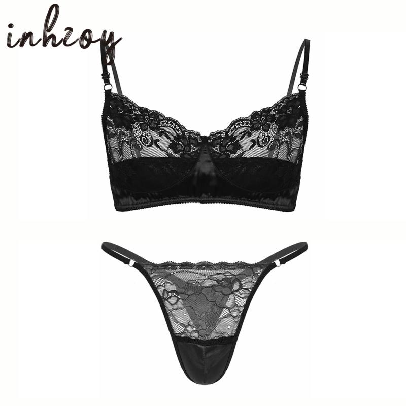 Underpants Men Sissy Lace Lingerie Set Erotic Patchwork Bra Top With G-string Thong Sexy Nightwear Underwear Sets, Black
Underpants Men Sissy Lace Lingerie Set Erotic Patchwork Bra Top With G-string Thong Sexy Nightwear Underwear Sets, Black
