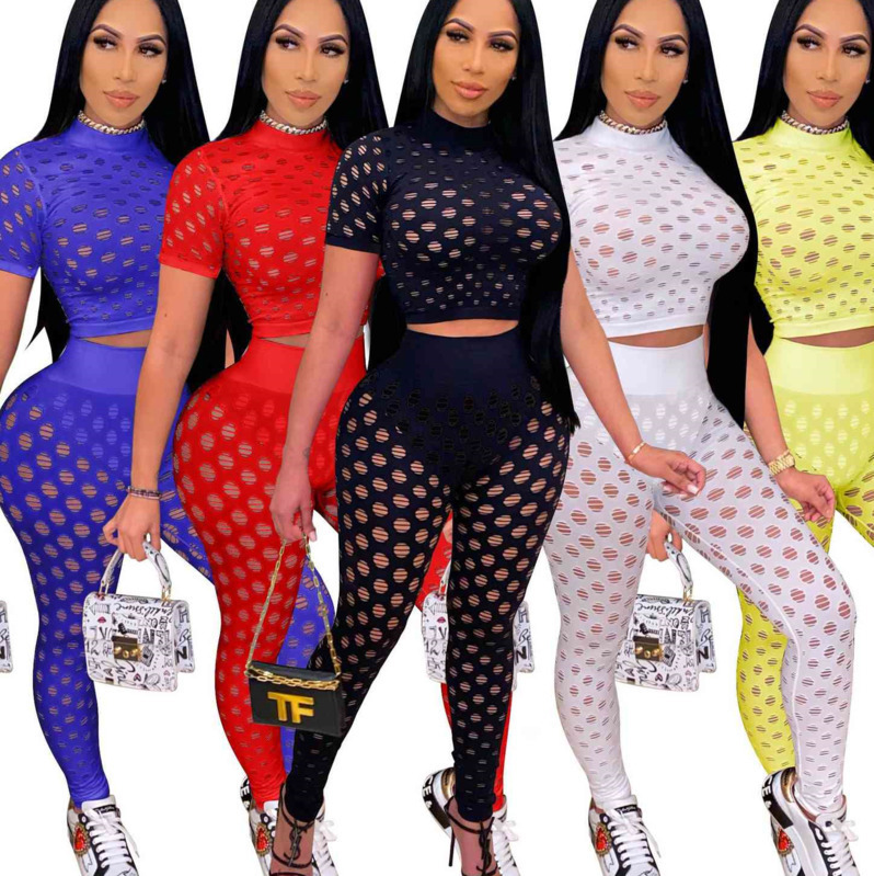 Summer Women Casual Tracksuits Sexy Hollow Perspective Mesh Two Piece Sets Ladies Short Sleeve Leggings Outfits Fashion Jogging Suits, Yellow
Summer Women Casual Tracksuits Sexy Hollow Perspective Mesh Two Piece Sets Ladies Short Sleeve Leggings Outfits Fashion Jogging Suits, Yellow