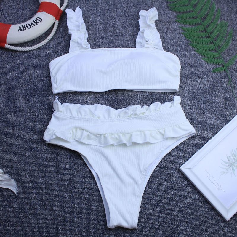 MYTENG Ruffle Swimwear Bikinis Mujer Swimming Suit For Women High Waist Swimsuit Summer Push Up Beachwear Sexy Biquini 210522