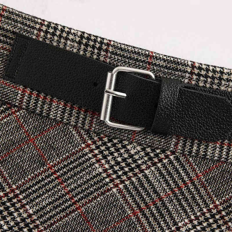 Vintage Woman Grey Pladis Patchwork Pleated Mini Skirts Spring Fashion Ladies Soft A-Line Skirt Female Elegant 210515