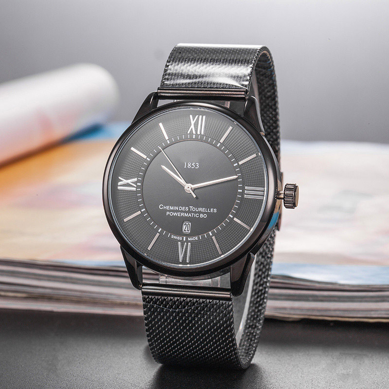 Brand Watch Men TISS 1853 style steel band quartz wrist Watches TT43, All black silver
Brand Watch Men TISS 1853 style steel band quartz wrist Watches TT43, All black silver