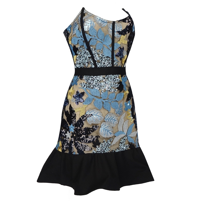 High Quality Celebrity Blue Print Strapless Pencil Bandage Dress Elegant Club Party Vestidos 210623