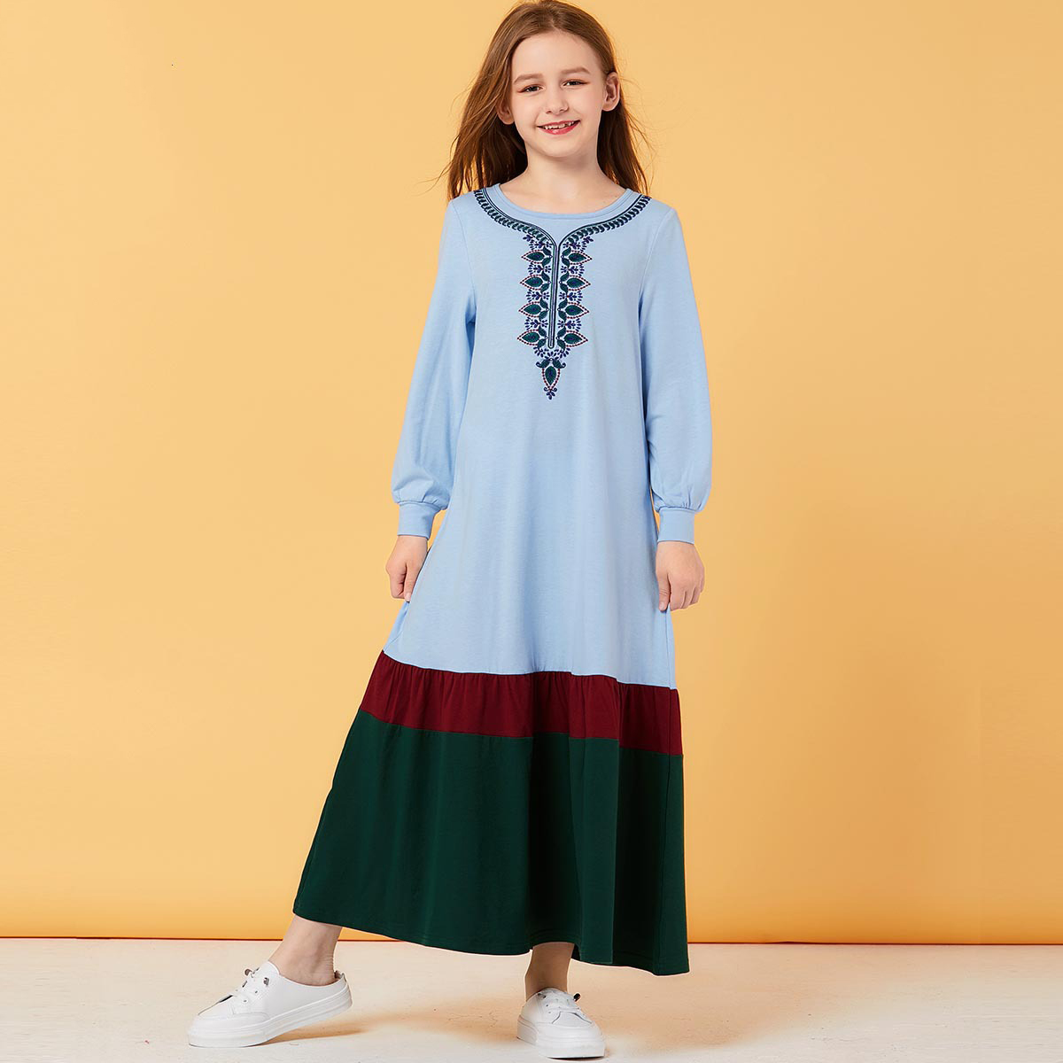 Sweat Muslim Girls Dress Children Floral Embroidery Moroccan Dresses Kids Kimono Islamic Clothing Dubai A-line Vestido Kaftan
Sweat Muslim Girls Dress Children Floral Embroidery Moroccan Dresses Kids Kimono Islamic Clothing Dubai A-line Vestido Kaftan
