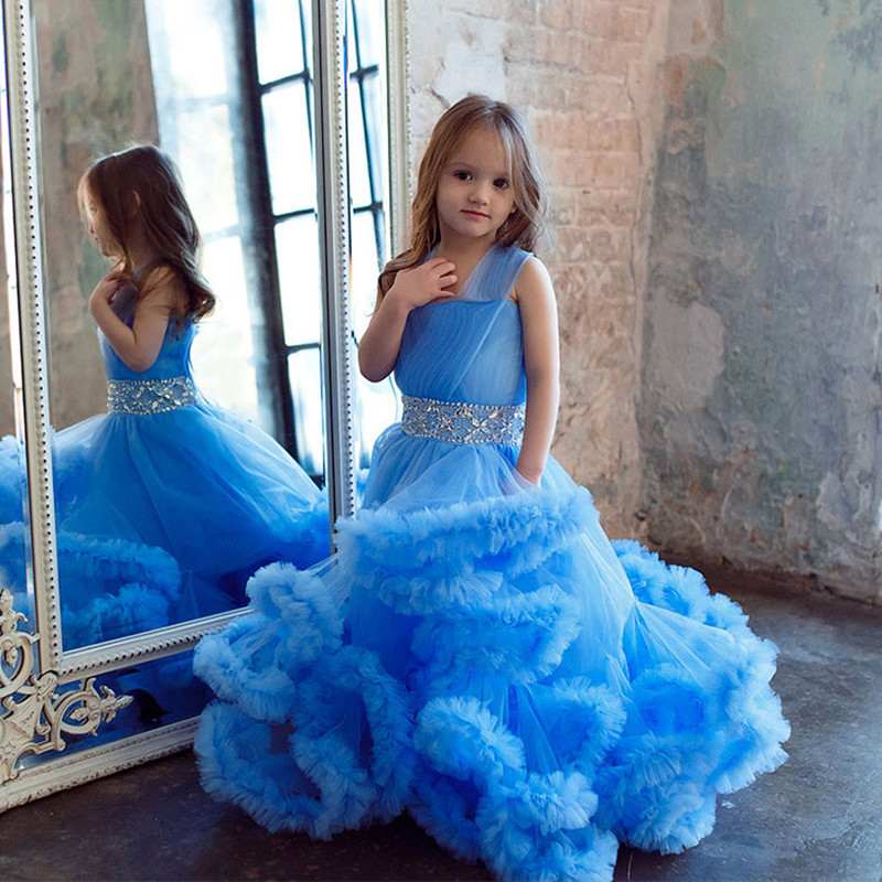 Gorgeous Cloud Flower Girls For Weddings Little Girl Party Frocks Dress Prom Evening Birthday Dresses