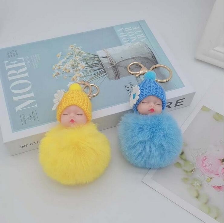 key ring Cute doll hair ball keychain bag pendant car ornaments cartoon plush