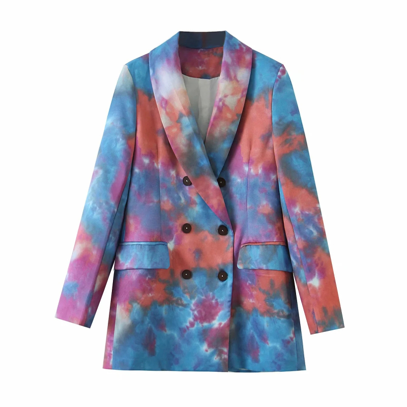 vintage women elegant tie dye blazer jackets fashion ladies colorful suits casual female chic blazers cute girls suit 210430