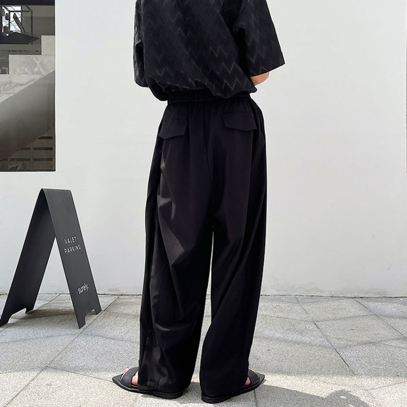 IEFB Korean Trend Loose Wide Leg Pants Summer Casual Back Elastic Waist Trousers Streetwear Fahison Sweatpants 9Y7563 210524