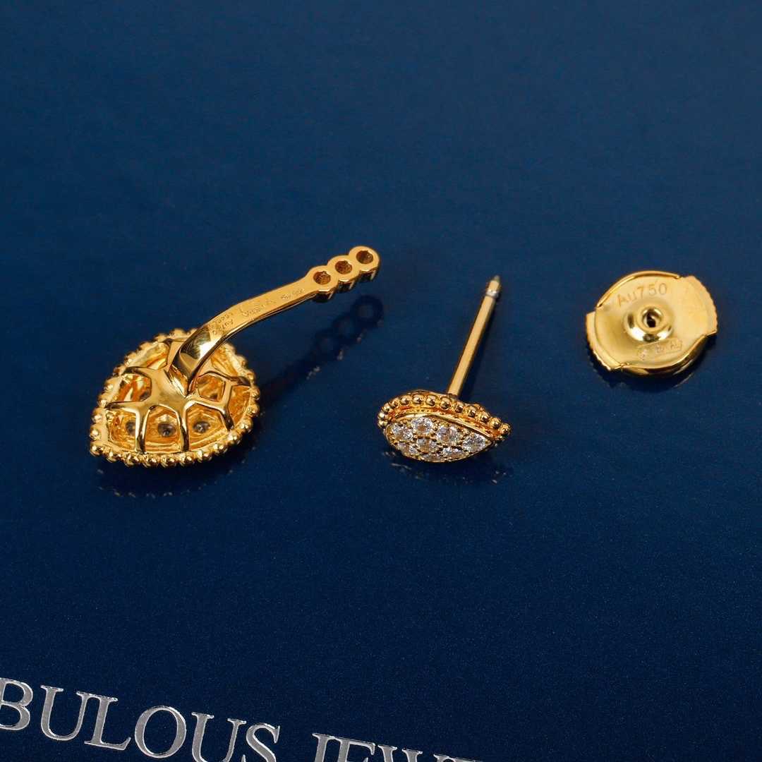 Hot Brand Pure 925 Sterling Silver Earrings Gold Color Water Drop Full Diamond Stud Earrings White Gold Two Wear Design Fine