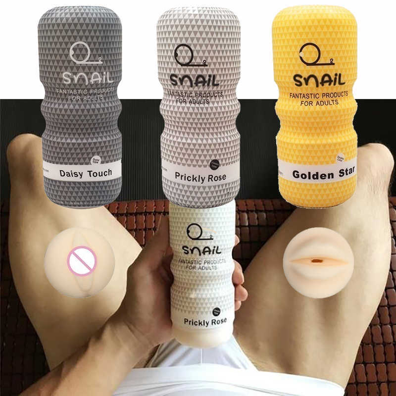 Nouveau Snail Realistique Vagina Anal Sexe Oral Masculin Masturbator Silicone Soft serré Véritable Chatte Erotic Adulte Jouets Masturbation P0825
