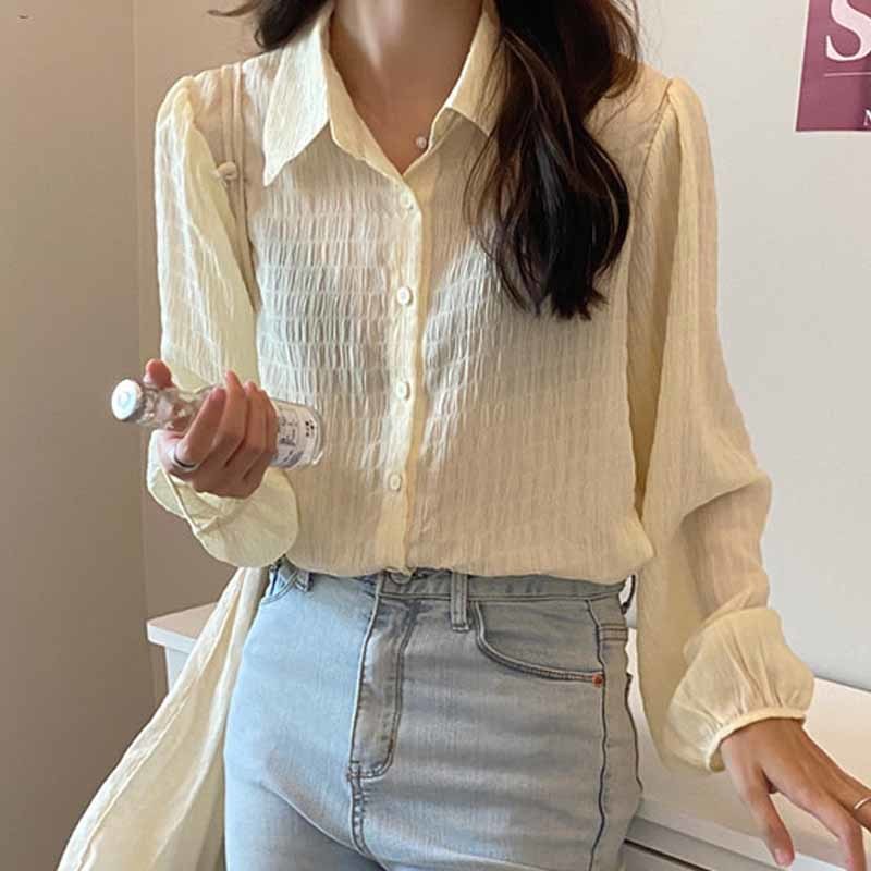Autumn Office Lady Style Fashion Vintage Woman's Blouse Long Sleeve Chiffon Korean Sweet Solid Shirts Ropa De Mujer 10774 210518