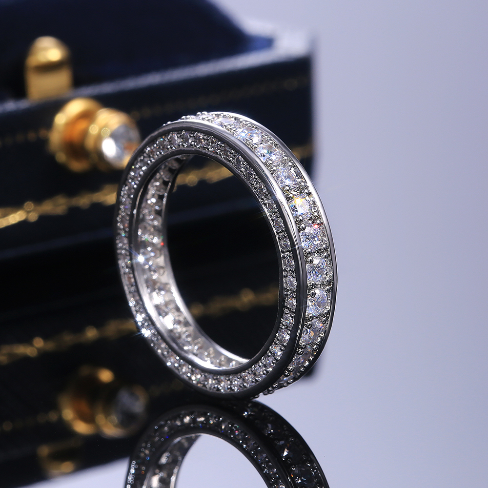 choucong Fashion Circle Ring White Gold Filled 3 rows Diamond Engagement Wedding Band Rings For Women Bridal Finger Jewelry