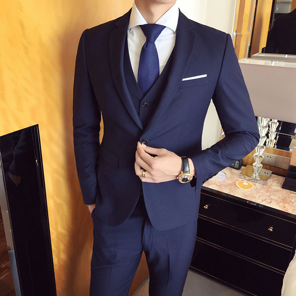 Three-Pieces Men Suits Business Casual tuxedos Slim Fit Groom Party Coat Tailored Work Wear Wedding Suit