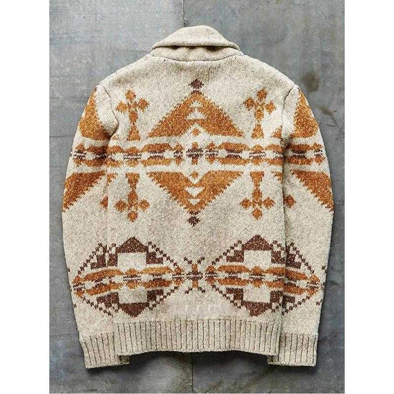 Ropa Hombre Invierno Fall Male Turn-down Collar Pocket Print Knit Sweater for Teens Casual Plus Size Cardigan Strickjacke Herren 210604