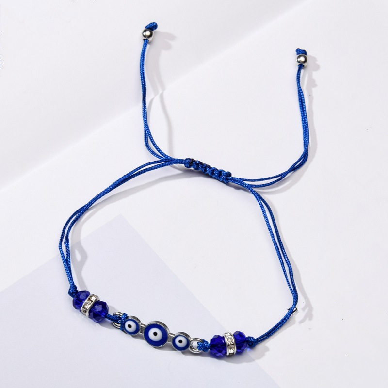 Turkey Blue Evil Eye Bracelets Fashion Adjustable Crystal Beads Braided Rope Charm Bracelet Bangles for Women Men Turkish Couple Jewelry Gifts 12pcs/s