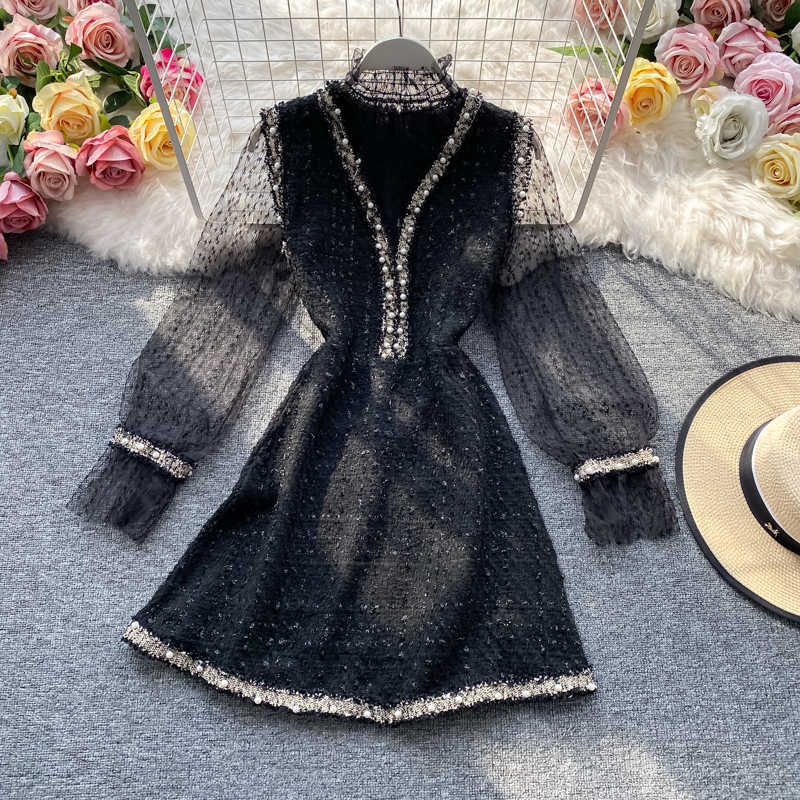 LY VAREY LIN Autumn Women Elegant Sweet Flare Sleeve Mesh Shirt Top + Beading Sleeveless Tweed Party Dress Two-Piece Set 210526, Black
LY VAREY LIN Autumn Women Elegant Sweet Flare Sleeve Mesh Shirt Top + Beading Sleeveless Tweed Party Dress Two-Piece Set 210526, Black