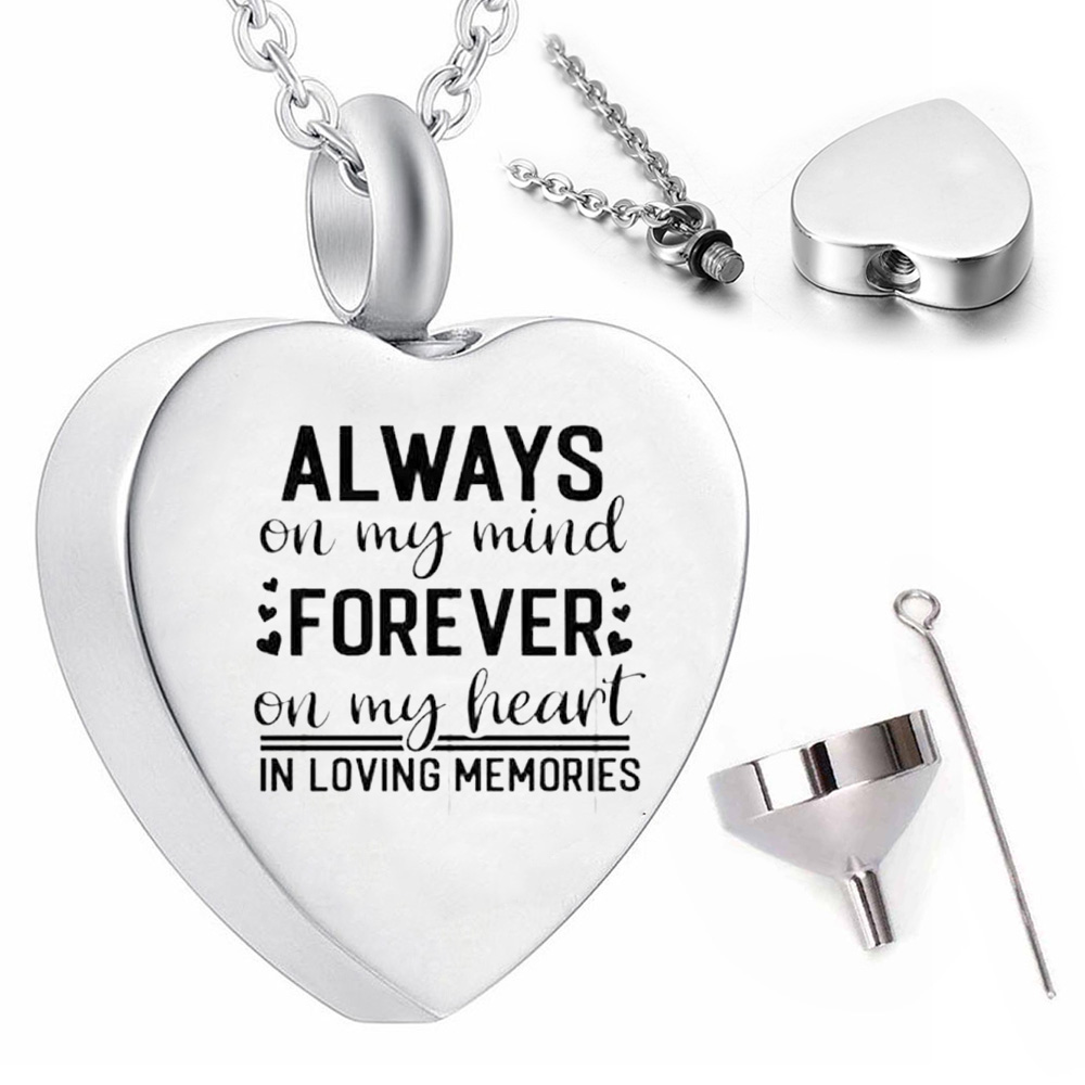 Keepsake gift pendant necklace heart cremation jewelry ashes urn souvenir-Always on my mind
Keepsake gift pendant necklace heart cremation jewelry ashes urn souvenir-Always on my mind