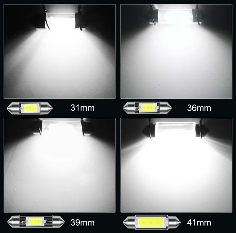Vehicle Lights C5W C10W LED Bulb Canbus 31mm 36mm 39mm 41mm Festoon Lamps Car Interior Dome Reading License Plate Lamp 12V Auto White-Light 10Pcs/Set