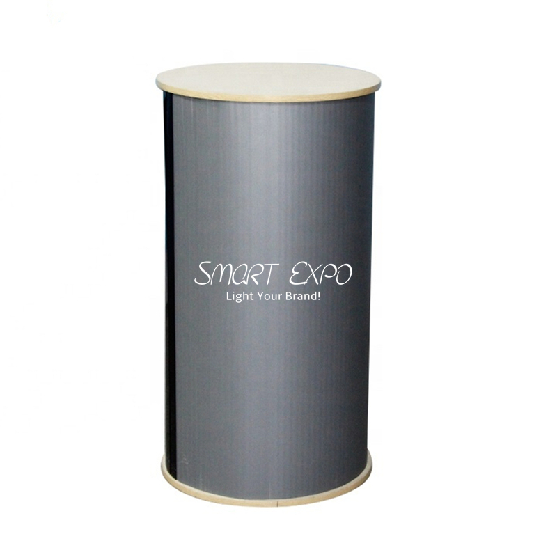 Portable Pop Up Podium Counter Table Stand Retail Supplies with Round Style Custom Print Graphic