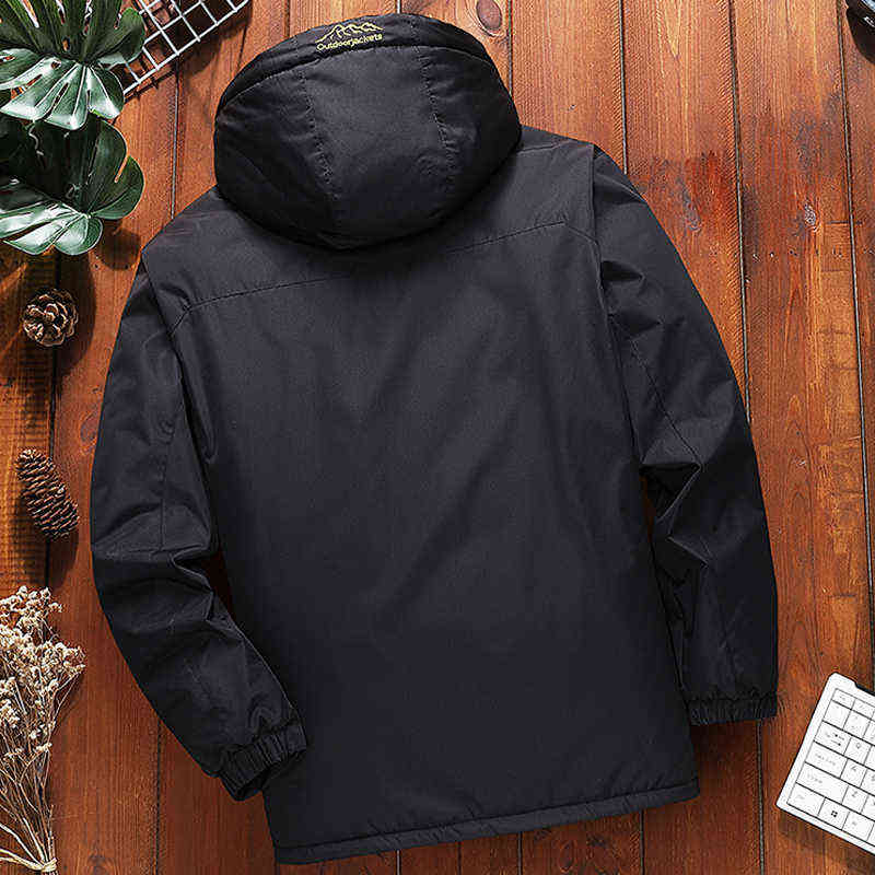 Men's Fleece Jacket Plus 7XL 8XL Winter Parka Large Size 5xl Coat Men Hooded Snow Outerwear Thick Warm Waterproof Male 211214Z