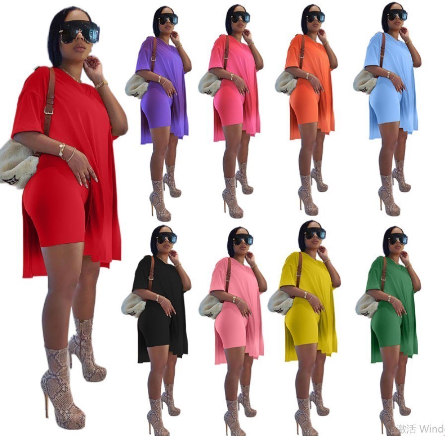 Summer Women Tracksuits Designer Split Short Sleeve Loose T Shirt Tops + Shorts Two Piece Jogger Sets Plus Size, Mix color or remarks
Summer Women Tracksuits Designer Split Short Sleeve Loose T Shirt Tops + Shorts Two Piece Jogger Sets Plus Size, Mix color or remarks