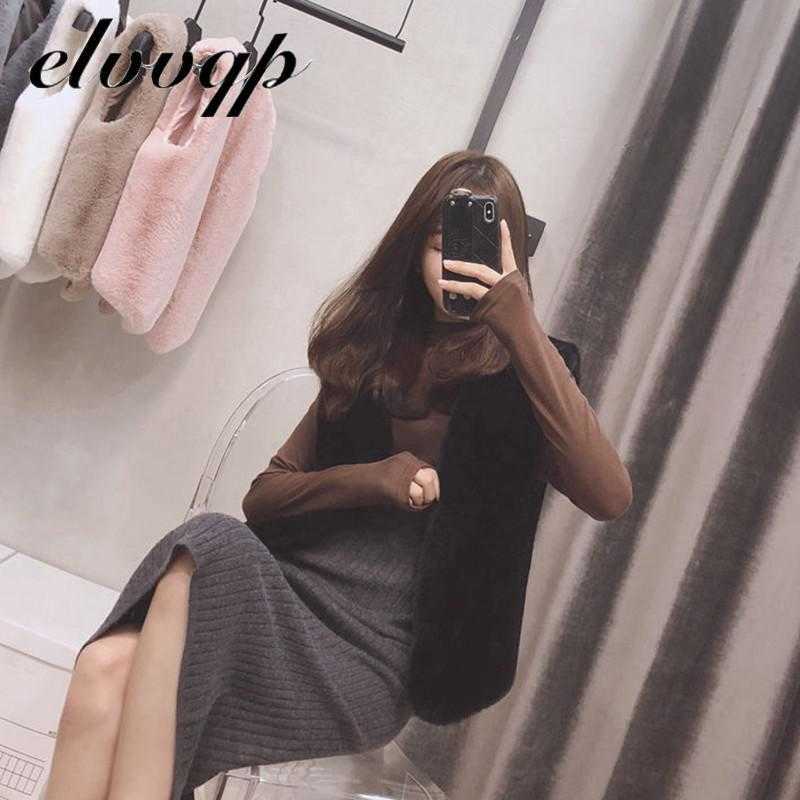 High Quality Faux Fur short Vest Coat Women Spring Autumn Sleeveless V-neck Soft Hairy Waistcoat Fur Jacket Outerwear LU1515 211019