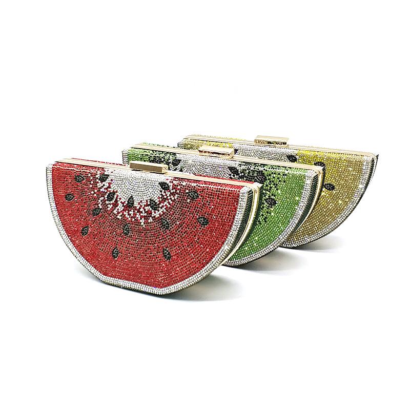 Evening Bags Luxury Women Party Bridal Wedding Bag Summer Fruit Kiwi Lemon Watermelon Crystal Shoulder Cross Body, Green 
Evening Bags Luxury Women Party Bridal Wedding Bag Summer Fruit Kiwi Lemon Watermelon Crystal Shoulder Cross Body, Green