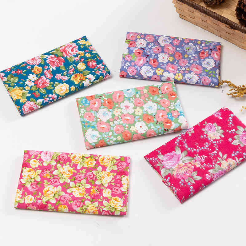 5 Pieces/Set Sewing Supplies Nice Gift for Household Flower Pattern DIY Handmade Cotton Multi Purpose Patchwork Cloth