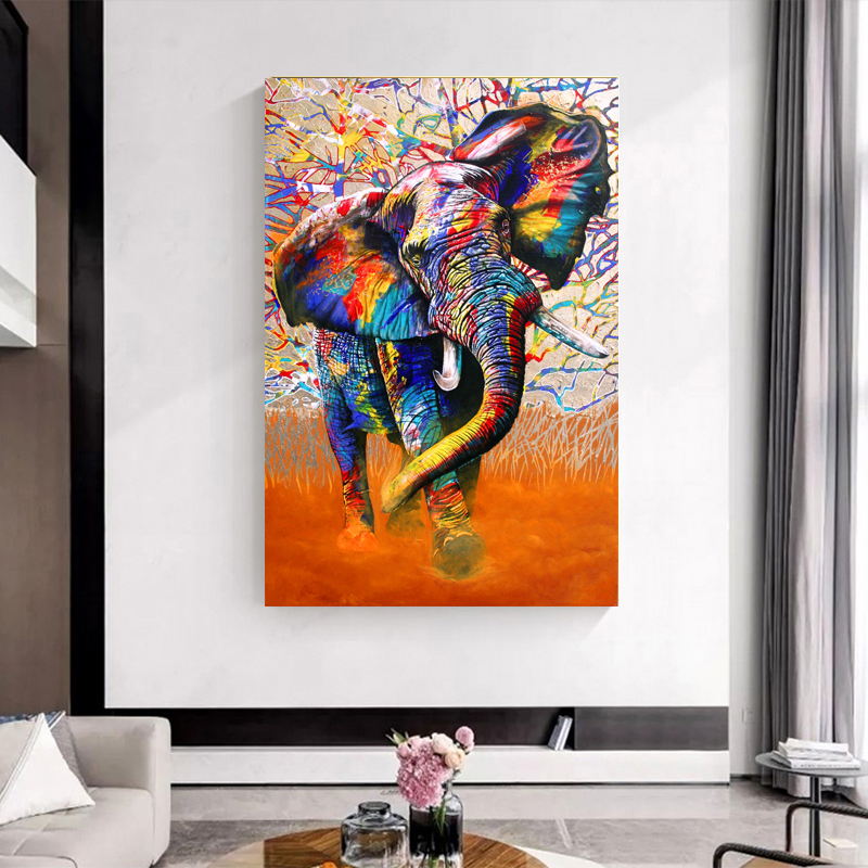 Street Art Graffiti Canvas Paintings African Color Elephant Animal Pictures Wall Art Posters And Prints For Living Room Decor