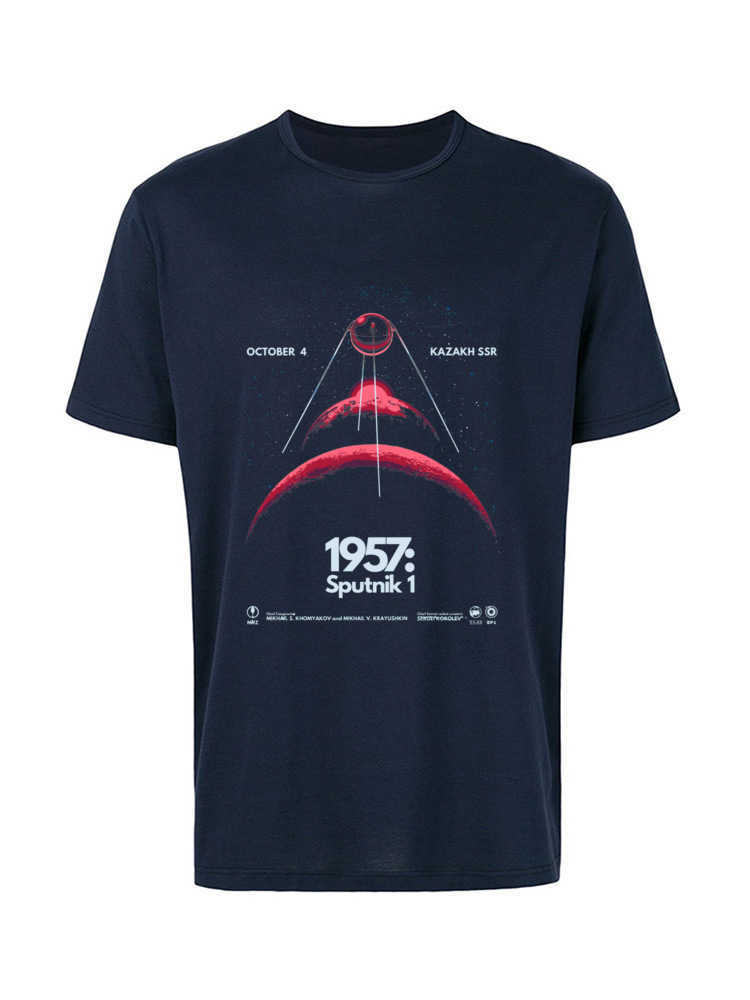 Soviet Sputnik Artificial Satellite Space T Shirts Father Tee est 100% Cotton Fabric Men Top T-shirts Customized 210629