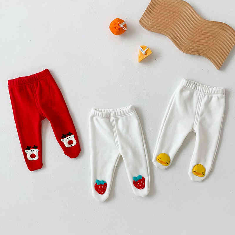 born Infant Baby Boys Girls Cartoon Thicken Rompers + Panty-hose Clothing Autumn Kids Boy Girl Long Sleeve Clothes 210429