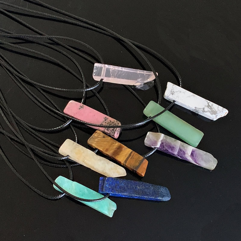 Irregular Raw Quartz Pendulum Natural Stone Pendant Necklace Amethysts Amazonite Citrines Lapis Pink Crystal Necklace Healing