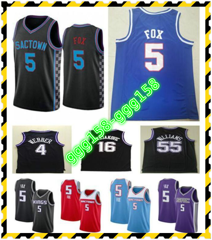 Mens City Basketball DeAaron 5 Fox Jersey Retro Chris 4 Webber 55 Williams Peja 16 Stojakovic 100% stitched Jersey
Mens City Basketball DeAaron 5 Fox Jersey Retro Chris 4 Webber 55 Williams Peja 16 Stojakovic 100% stitched Jersey