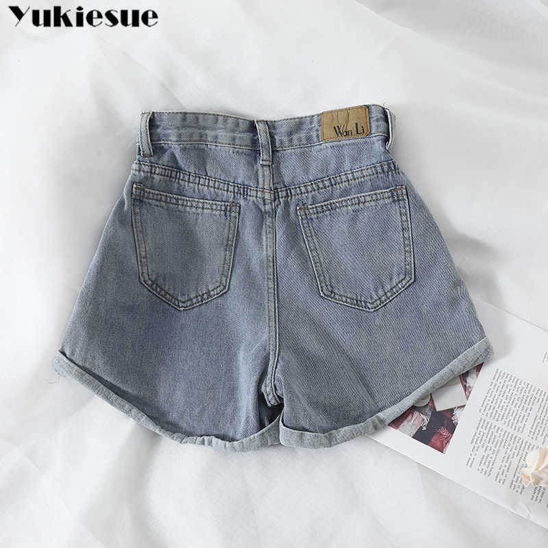 plus size S-5XL Women's denim shorts high-waist shorts women adies fashion large size elastic waist wide-leg short jeans 210616